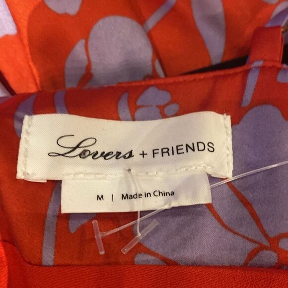 Lovers + Friends Noah Wrap Dress Red Purple Floral Asymmetrical Hem M REVOLVE - Picture 8 of 9